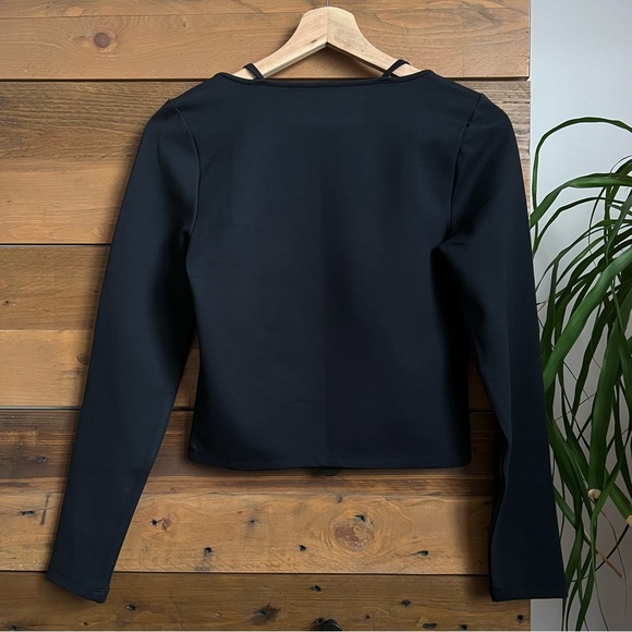 Abercrombie & Fitch Black Long Sleeve Strappy Ponte Top - Picture 4 of 6